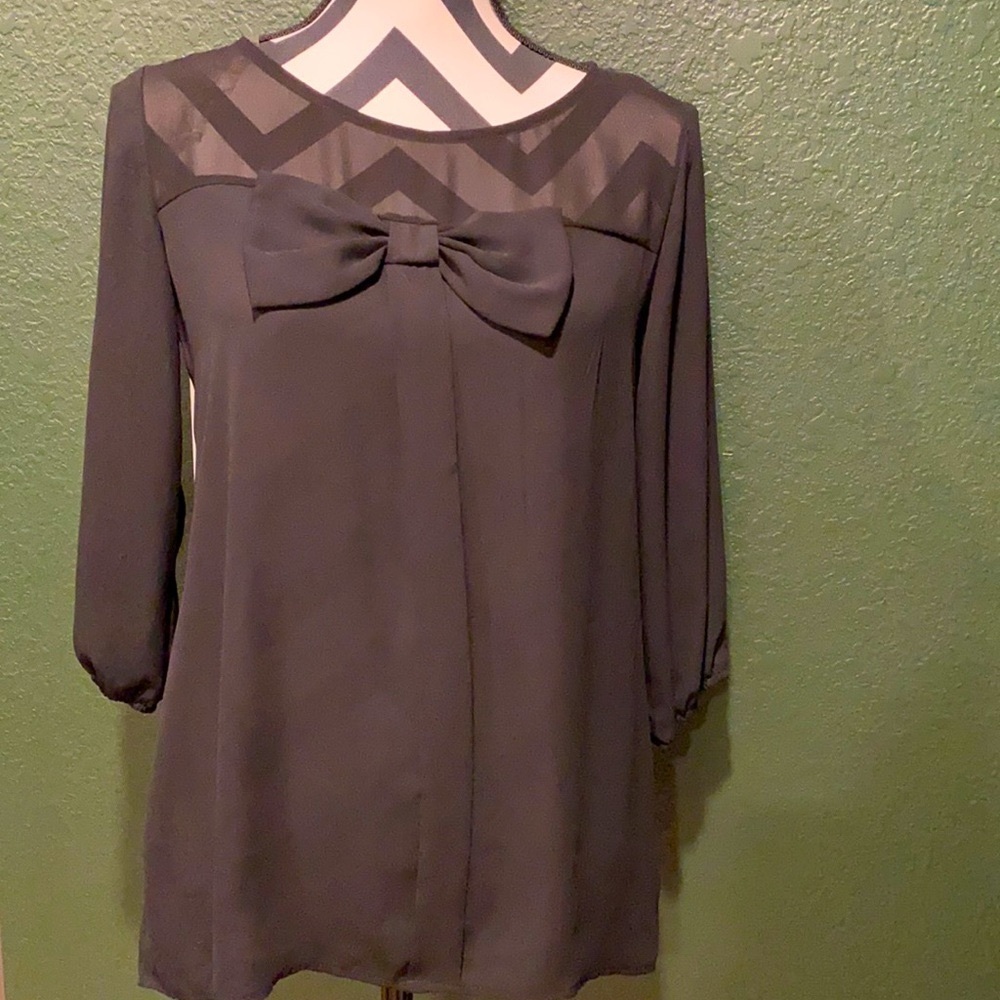 Black blouse with bow